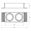 ceiling recessed luminaire VANYA 2 flames, square, swivelling, flush IP20, white dimmable