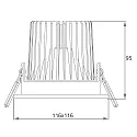 Inbouwspot GLIN COB 500MA draaibaar, vierkant, constante stroom IP40, zilver mat dimbaar