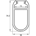 Rutec Projekt profile KSP18/34 COAT RAIL - 2M, anodised aluminium