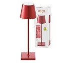 SIGOR battery table lamp NUINDIE round, CCT Switch IP54, cherry red anodised dimmable
