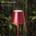 SIGOR battery table lamp NUINDIE round, CCT Switch IP54, cherry red anodised dimmable