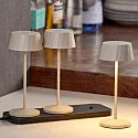 battery table lamp FACETTA down, CCT Switch, set of 3, with touch dimmer IP44, dune beige dimmable