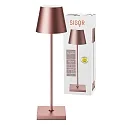 SIGOR Tafellamp op batterijen NUINDIE USB-C rond IP54, rose goud geanodiseerd dimbaar
