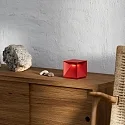 SIGOR Tafellamp op batterijen NUTALIS 10X10CM Cubusvorm, CCT Switch, met Touch-Dimmer, met Lader IP54, vuurrood dimbaar