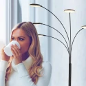 Mexlite Staande lamp SYNNA 5-vlams, roteerbaar, met flexibele arm, direct / indirect, met snoerdimmer IP20, zwart mat dimbaar