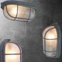Mexlite Plafondarmatuur LISANNE gegroefd, ovaal E27 IP20, betongrijs dimbaar