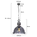 Steinhauer Pendelarmatuur BIKKEL - Ø 45CM 1-vlams, medium E27 IP20, rookkleuren, transparant dimbaar