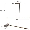 Steinhauer Pendelarmatuur ZELENA / 122CM up down, CCT Switch, instelbaar, met aanraakdimmer IP20, geborsteld brons dimbaar