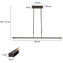 Steinhauer Pendelarmatuur ZELENA / 122CM up down, CCT Switch, instelbaar, met aanraakdimmer IP20, zwart mat dimbaar