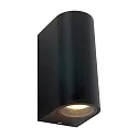 Wandarmatuur voor buitenshuis LOGAN up down, 2-vlams, rond GU10 IP44, zwart mat 