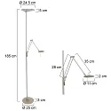 Steinhauer Plafondstraler - vloerlamp ZODIAC met scharnierende arm, met LED-spot, direct / indirect, met aanraakdimmer IP20