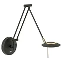 Steinhauer Wandarmatuur ZODIAC met scharnierende arm, met stekker, direct / indirect, met aanraakdimmer IP20, zwart mat dimbaar