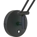 Steinhauer Wandarmatuur ZODIAC met scharnierende arm, met stekker, direct / indirect, met aanraakdimmer IP20, zwart mat dimbaar