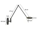 Steinhauer Wandarmatuur ZODIAC met scharnierende arm, met stekker, direct / indirect, met aanraakdimmer IP20, zwart mat dimbaar