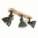 Mexlite Plafondarmatuur GEARWOOD 3-vlams, instelbaar E27 IP20, groen, glanzend dimbaar