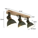Mexlite Plafondarmatuur GEARWOOD 3-vlams, instelbaar E27 IP20, groen, glanzend dimbaar