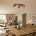 Mexlite ceiling luminaire GEARWOOD 3 flames E27 IP20, taupe dimmable