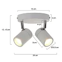 Mexlite Badkamerarmatuur UPROUND 2-vlams, cilindrisch, Dim-To-Warm, instelbaar GU10 IP44, wit mat dimbaar