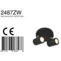 Mexlite Badkamerarmatuur UPROUND 2-vlams, cilindrisch, instelbaar GU10 IP44, zwart mat dimbaar