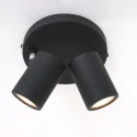 Mexlite Badkamerarmatuur UPROUND 2-vlams, cilindrisch, instelbaar GU10 IP44, zwart mat dimbaar