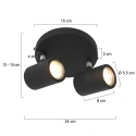 Mexlite Badkamerarmatuur UPROUND 2-vlams, cilindrisch, instelbaar GU10 IP44, zwart mat dimbaar