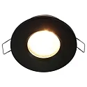 Steinhauer recessed luminaire PÉLITE SPOT round, rigid, with open cable GU10 IP44, black matt dimmable