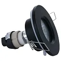 Steinhauer recessed luminaire PÉLITE SPOT round, rigid, with open cable GU10 IP44, black matt dimmable