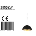 Steinhauer Pendelarmatuur SEMICIRKEL 1-vlams, groot, halfrond E27 IP20, zwart mat dimbaar
