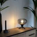Steinhauer Tafelarmatuur REFLEXION - Ø 22CM 1-vlams, plat, met schakelaar, met stekker E27 IP20, zwart mat 