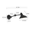 anne light & home wall luminaire KASKET with switch, with jointed arm, with plug E27 IP20, black matt 