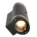 Steinhauer Wandarmatuur voor buitenshuis PANAY up down, cilindrisch, instelbaar, met helderheidssensor GU10 IP44, zwart mat dimbaar