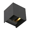 Steinhauer Wandarmatuur LOGAN up down, cubusvorm, instelbaar, met helderheidssensor, schakelbaar IP54, zwart mat 