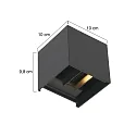 Steinhauer Wandarmatuur LOGAN up down, cubusvorm, instelbaar, met helderheidssensor, schakelbaar IP54, zwart mat 