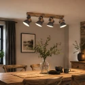 Mexlite Plafondarmatuur GEARWOOD 4-vlams, instelbaar E27 IP20, grijs, mat dimbaar