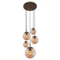 Steinhauer Pendelarmatuur BOLLIQUE 5-vlams E27 IP20, cacao dimbaar