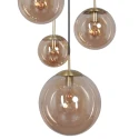Steinhauer Pendelarmatuur BOLLIQUE 5-vlams E27 IP20, barnsteen, messing, zwart dimbaar