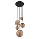 Steinhauer pendant luminaire BOLLIQUE 5 flames E27 IP20, amber, brass, black dimmable