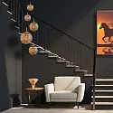 Steinhauer pendant luminaire BOLLIQUE 5 flames E27 IP20, amber, brass, black dimmable