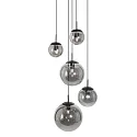 Steinhauer Pendelarmatuur BOLLIQUE 5-vlams, rond E27 IP20, zwart mat dimbaar