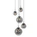Steinhauer Pendelarmatuur BOLLIQUE 5-vlams, rond E27 IP20, zwart mat dimbaar