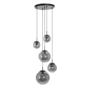 Steinhauer Pendelarmatuur BOLLIQUE 5-vlams, rond E27 IP20, zwart mat dimbaar