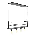 Mexlite pendant luminaire BUCKLEY 4 flames, with shelf E27 IP20, black matt dimmable