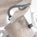 Mexlite Plafondarmatuur GEARWOOD 3-vlams, rond, instelbaar E27 IP20, hout, antiek dimbaar