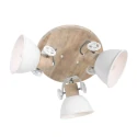 Mexlite Plafondarmatuur GEARWOOD 3-vlams, rond, instelbaar E27 IP20, hout, antiek dimbaar