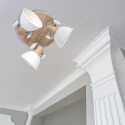 Mexlite Plafondarmatuur GEARWOOD 3-vlams, rond, instelbaar E27 IP20, hout, antiek dimbaar