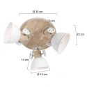Mexlite Plafondarmatuur GEARWOOD 3-vlams, rond, instelbaar E27 IP20, hout, antiek dimbaar