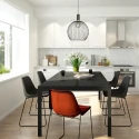 Mexlite Mexlite Pendant luminaire AUREOLE, 1 flame, with gold ring, 45cm, black