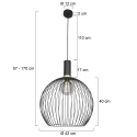 Mexlite Mexlite Pendant luminaire AUREOLE, 1 flame, with gold ring, 45cm, black