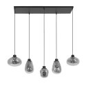 Steinhauer Pendant luminaire REFLEXION, 5 flames, smoky, fitting black