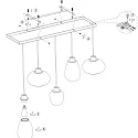 Steinhauer Steinhauer Pendant luminaire REFLEXION, 5 flames, smoky, fitting black
